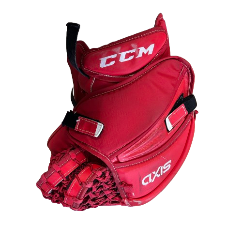 CCM Axis - Gant de gardien de but Pro Stock d'occasion (rouge/blanc)